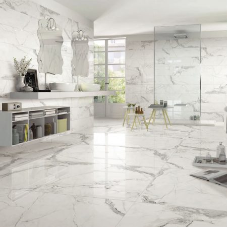 Thin Calacatta & Carrara White Marble Gloss Tile | Realgres